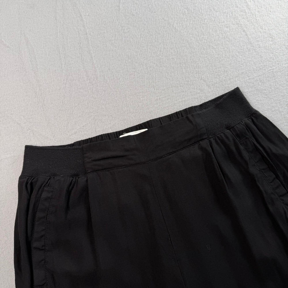 Black Jogger Pants Women Medium Elastic Waist Ribbed Cuffs Minimalist Date Night - Picture 5 of 8